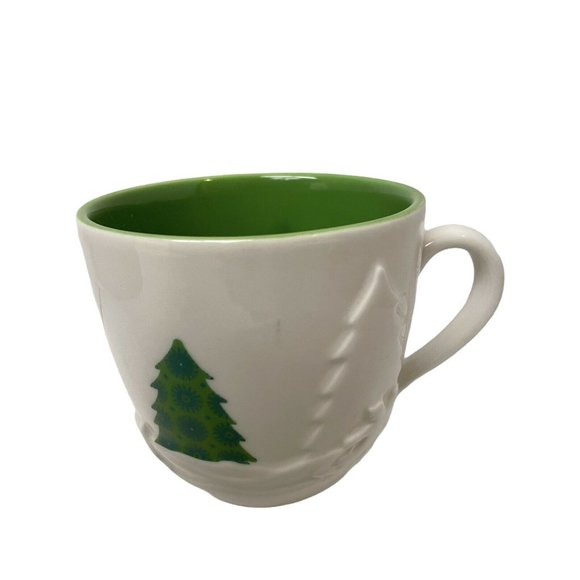Starbucks Coffee Mug Ceramic Christmas Tree 18 oz White Green 3 1/3" x 4" 2006 - Picture 2 of 4